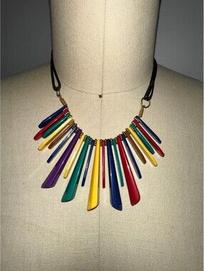 Multicolor Tribal Statement Necklace Costume Jewelry